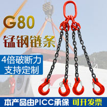 Lifting chain sling g80 manganese steel driving sling crane rigging lifting hook adhesive hook hanging chain ring