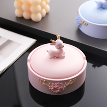 Ashtray creative personality trend ins Wind cute girl cartoon type with cover anti-flying ash light luxury living room home