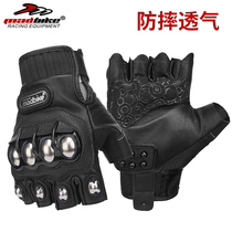 madbike summer motorcycle gloves mens half-finger sheepskin off-road motorcycle gloves breathable fall-proof knight gloves