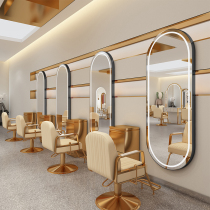 Net Red Barber Shop single-sided double-sided mirror LED touch smart hair salon tide hair salon special floor mirror