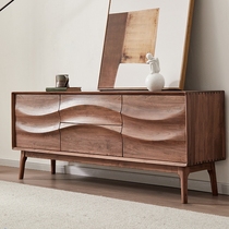 Black walnut bedroom TV cabinet light luxury high style solid wood master bedroom TV cabinet Nordic living room cabinet against the wall