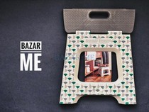 BAZARME European and American modern fan-shaped color portable folding stool Super bearing capacity 150KG scratches