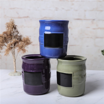 Special price American longaberger color glazed bamboo woven ceramic storage jar flower arrangement tool barrel tableware kitchen