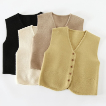 Children knit cardio-hoodie waistcoat A minimalist ocean boy girls thin fur coat outwear damp childrens spring and autumn vests