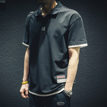 Hong Kong Tide Cards Summer Pure Cotton Men Polo Shirt Loose Ins Tide Big Code Brief Lead Short Sleeve T-shirt Half Sleeve