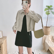 FST small leather jacket coat women thin autumn 2021 New English style loose retro short motorcycle jacket top