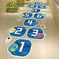 Kindergarten jumping plaid hopscotch sticker Cartoon digital childrens room floor decoration wall sticker art game floor sticker