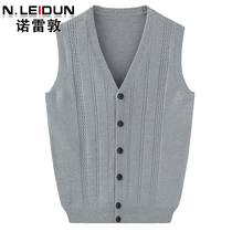 Spring and Autumn Middle-aged and elderly mens cardigan vest fathers horse clip father autumn and winter sweater knitwear sleeveless vest