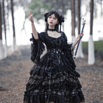 (Spot) Leopard a cat original lolita gorgeous large size flower wedding day and night light black wedding dress