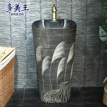 Ceramic column Basin Integrated floor-standing wash basin Chinese courtyard outdoor sink balcony column washbasin