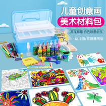 Childrens creative painting art material Package 3-5 years old childrens sponge stick painting sponge brush painting tool set