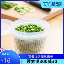 Green onion preservation box Japan imported kitchen refrigerator sealed storage box Fruit box Plastic box Drain storage box