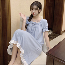 Sleeping Skirt Woman Summer Net Red Burst Sleeping Clothes Big Code Short Sleeves Pure Cotton Cute Senior Sexy Spring Autumn Day Home Clothing