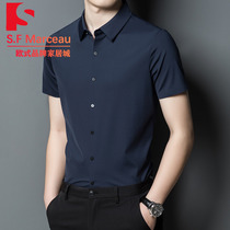 Summer high-end mulberry silk 2021 new thin short-sleeved shirt mens middle-aged silk high-end non-ironing shirt