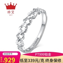 PT999 platinum ring womens live mouth flower-shaped ring platinum female ring womens flower ring new Zhenai