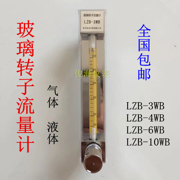 Glass roer flow meter gas float air flow meter liquid pipe LZB-3WB 4WB 6WB
