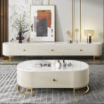 Light luxury wind rock board TV cabinet coffee table combination modern simple large and small apartment fashion paint storage living room floor cabinet