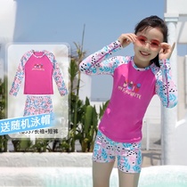 Girls Long-sleeved Swimsuit Split Sunscreen 2021 summer girls swimsuit Zhongda Tong Beach Korean student swimsuit