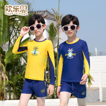 Childrens long sleeve swimsuit sunscreen new boy swimsuit suit split middle child Korean beach girl swimsuit