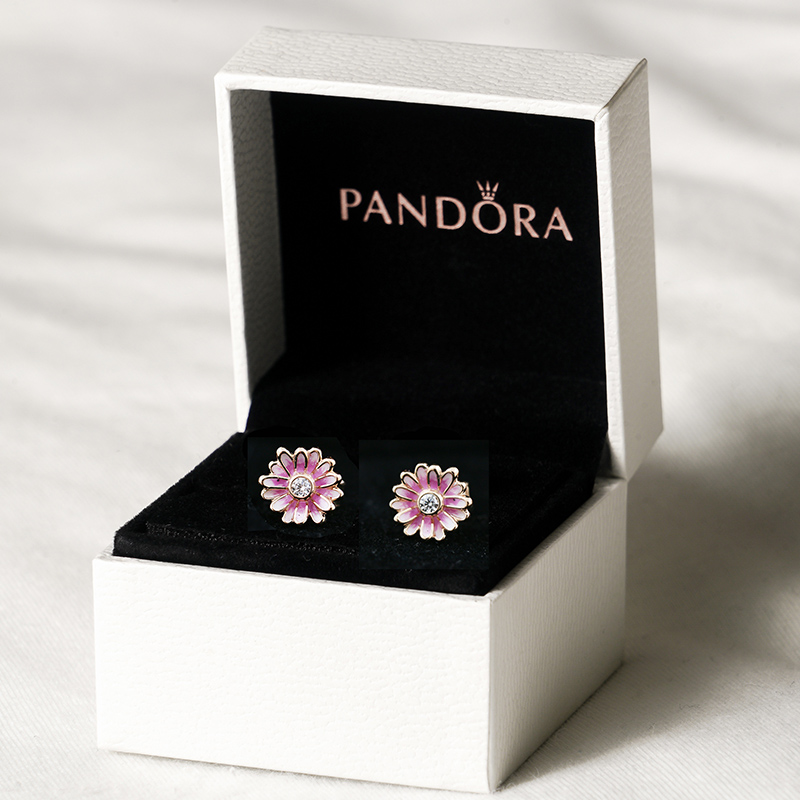 (New) Pandora Pandoras official website rose gold pink daisy stud 288773C01 beauty