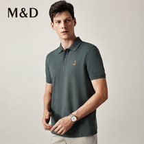 M & D name shield short sleeve cotton summer new male young and middle-aged lapel T-shirt business leisure polo sweater