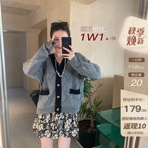  Xiaoyi custom (gold button souffle knitted cardigan)early spring and autumn new outer sweater womens jacket hollow top