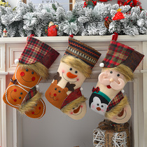 Christmas Socks Gift Bag Gift Box Christmas Tree Decoration Hanging Accessories Seniors Snowman Elk Socks Creative Pendulum