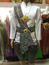 Thai traditional clothing dress Mens collar long sleeve bloomers white catwalk Photo Annual Meeting clothing splashing festival clothing