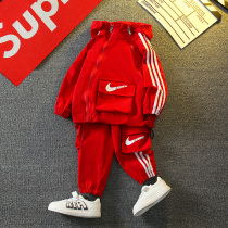 Boy suit Spring outfit 2022 new children Leisure CUHK Childrens spring autumn Two sets Baby trendy sports clothes