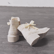 Xiao Xiangfeng high heel short boots female winter plus velvet 2021 New Korean version of Joker Martin boots female spring and autumn single boots Women boots