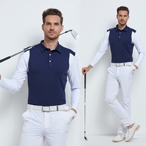Teetimes Golf Men Long Sleeve T-Shirt Autumn Winter Stretch Lapel Polo Shirt Clothing Men Color Blouse