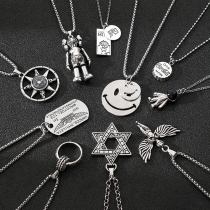 Titanium steel long necklace mens tide cool Joker sweater chain female hip hop pendant mens sweater accessories ins pendant