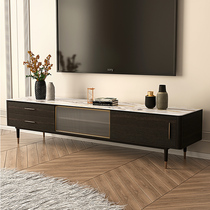 The French medieval Changhong glass TV cabinet black light and luxurious cabinet tea table combination minimalist modern rock plate storage cabinet