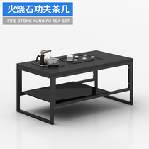 Fire Burning Stone Integrated Tea Table Tea Art Table Black Kung Fu Tea Table And Chairs Composition Office Will Guest Tea Ceremony