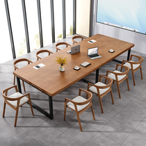Nordic large office solid wood conference table long bar Office table and chair combination strip long table simple reception training table