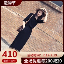 Black dress women 2021 summer new Korean temperament waist thin French Hepburn style Chiffon dress women
