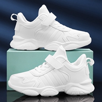 Childrens small white shoes Athletic aerobics shoes cheerful gym gym gymnastics shoes men and women childrens spring and autumn season breathable leather noodles