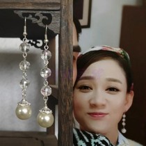 Give up I hold on to me Chen Qiaoen with the same earring imitation Crystal pearl earring wedding bride ear hook all-up ear