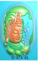 Round lotus wrapped Guanyin head fine carving figure relief jade carving grayscale figure computer engraving JDP BMP
