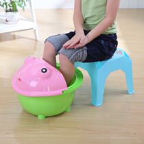 Cartoon thickened childrens foot washing bucket baby foot bucket large massage foot bath plastic with lid insulation foot basin