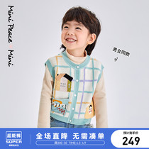 minipeace Taiping bird boy clothing baby knit waistcoat spring boy colored gill vest woman BMW chia jacket