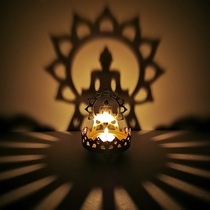 Candlestick Buddha ghee lamp Maitreya Buddha Lotus Indian characteristic metal hollow carved Light and Shadow Art candlestick