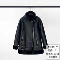 Haining 2021 Winter new fur one coat female leather Korean Lamb hair locomotive long fur coat