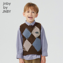 Jiangnan commoner childrens clothing autumn new mens and womens childrens retro Lingge vest knitwear 1K8820120