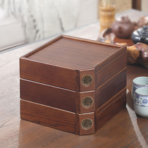 Solid Wood tea cans large tea storage sealed cans Puer tea cake storage box cabinet moisture-proof multi-layer drawer tea tray