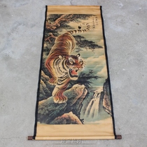 Antique Middle Hall Painting Calligraphy and Painting Film and Television Props Scroll Ancient Painting Lower Mountain Tiger Picture Office Study Middle Hall Decoration Hanging Picture