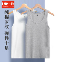 Three-gun vest mens stretch summer white cotton mens cotton hurdle thread bottoming short sleeve inside wear sports sweatshirt