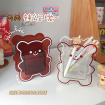 Cute creative pen holder acrylic transparent simple office desktop ornaments student pen bucket makeup brush storage tube