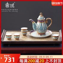 Thailand imported painted ceramic tea set home Southeast Asia home living room pottery teapot tea cup