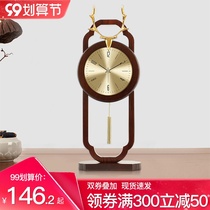 New Chinese light luxury deer head clock table clock living room home fashion clock ornaments Chinese style creative desktop clock